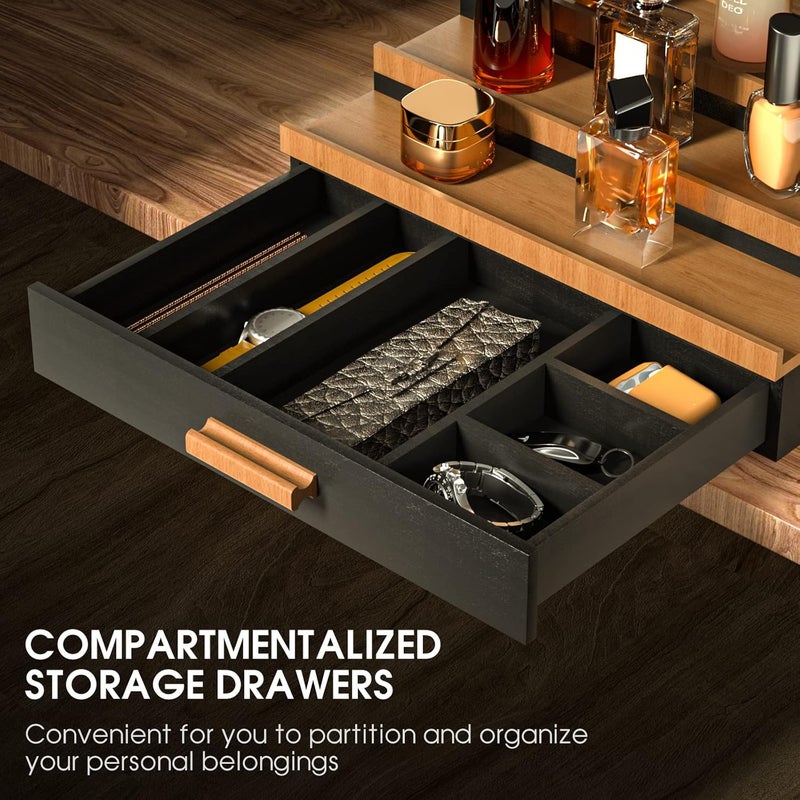 Sephyroth Cologne Organizer for Men 3 Tier of Cologne Display with Drawer Storage Perfume Oragnizer Display,Great Gift for Man(Black Walnut) - Image 2